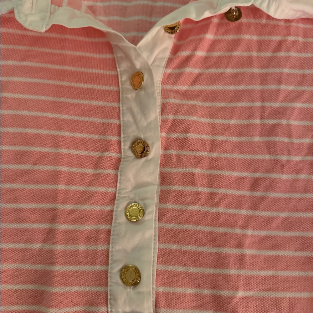 Lauren Ralph Lauren Pink/white cotton rugby women’s XL - Picture 2 of 3